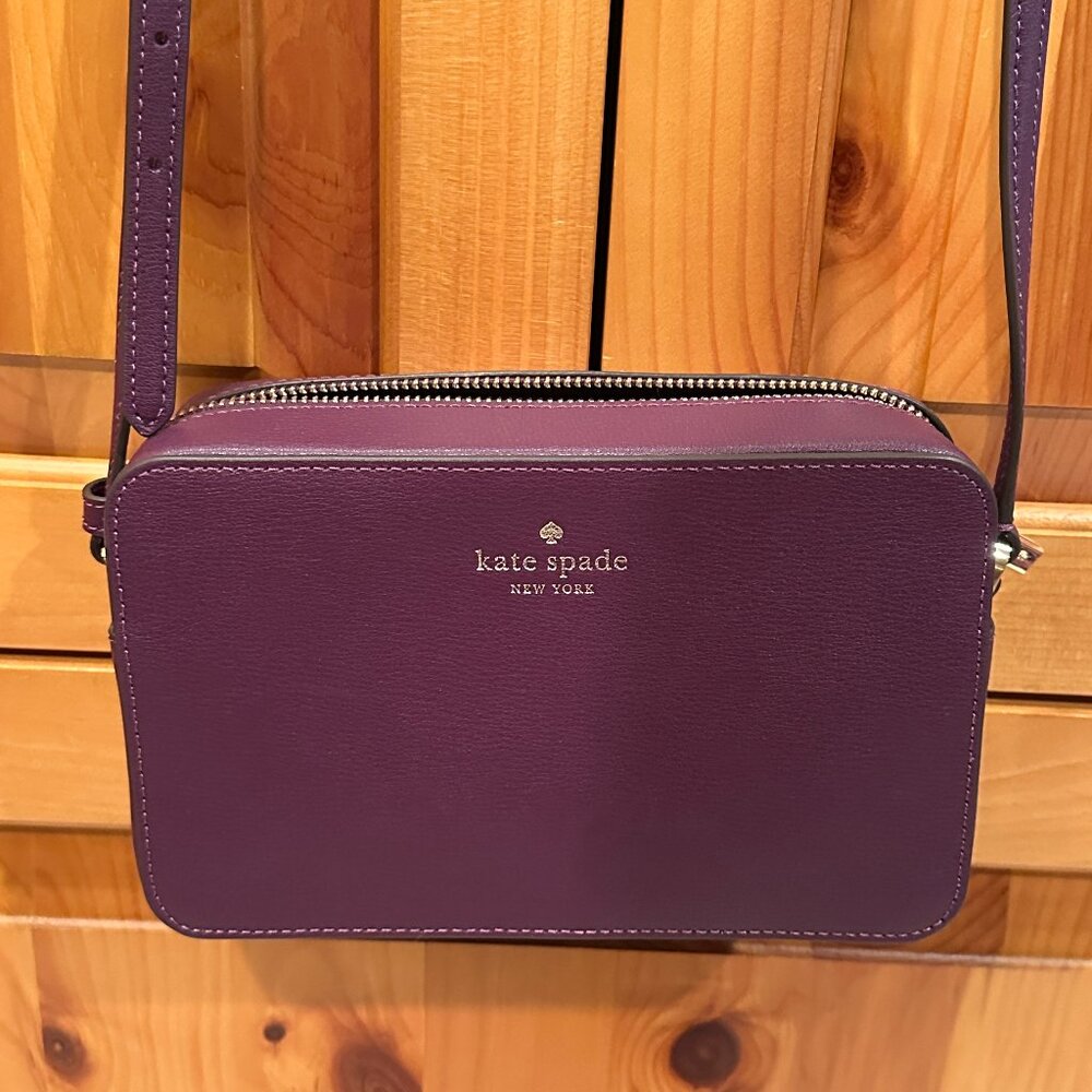 KATE SPADE Madison Saffiano Leather Mini Camera Crossbody Bag RipePlum